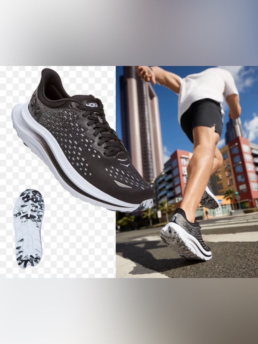 HOKA One One Kawana 'Black White Black Running Sneakers Size 10D - Picture 2 of 11